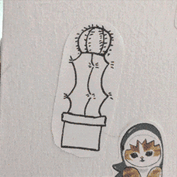 drawn black-and-white sticker of phallic cactus
