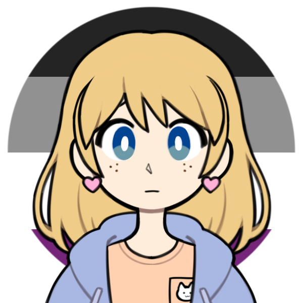 blonde girl in front of asexual flag