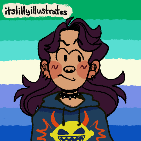 irritated man wearing hoodie and spiked collar in front of gay male pride flag