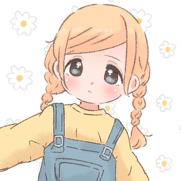 young girl in overalls with pigtail braids