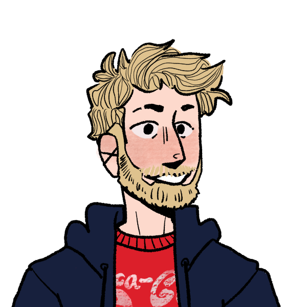 blonde guy with beard in hoodie