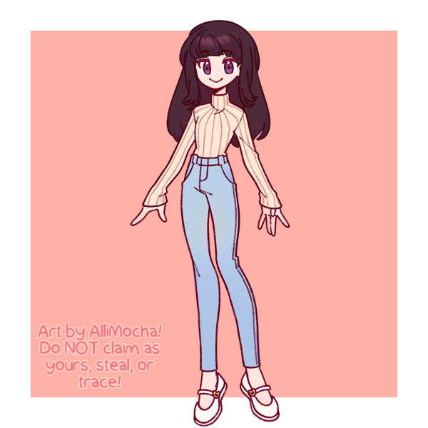 thin woman with long hair standing