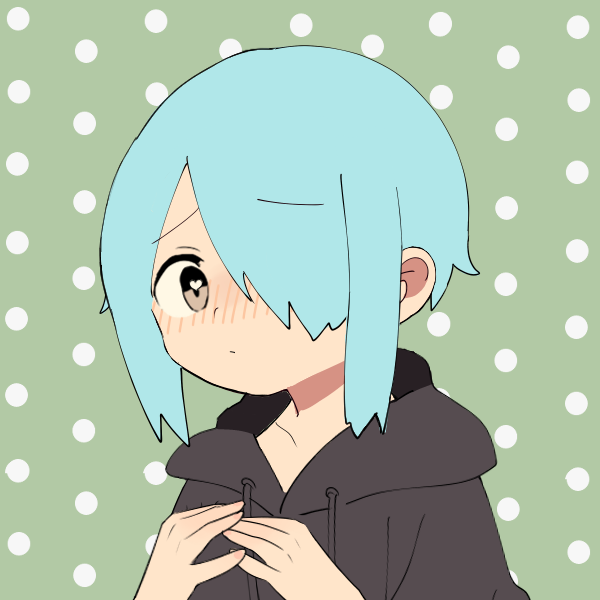 blue-haired girl in black hoodie