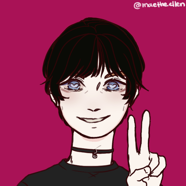 emo boy holding up peace sign