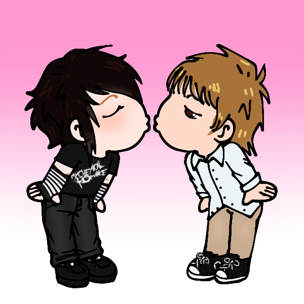 two boys leaning in to kiss each other