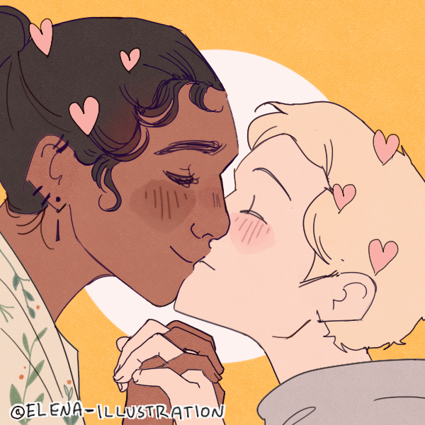 gay couple holding hands and kissing on the lips