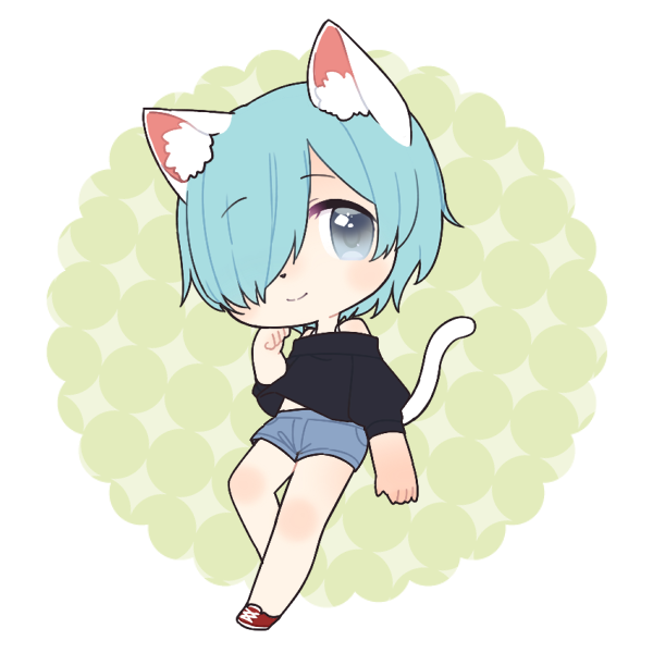 cat girl with blue hair