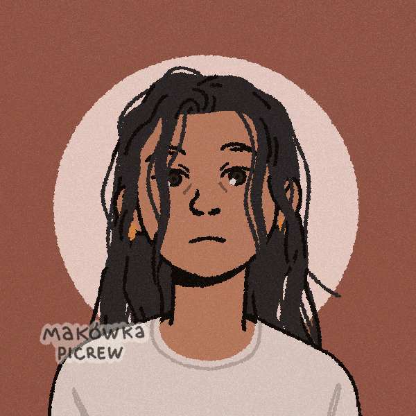 tired woman with long, messy hair