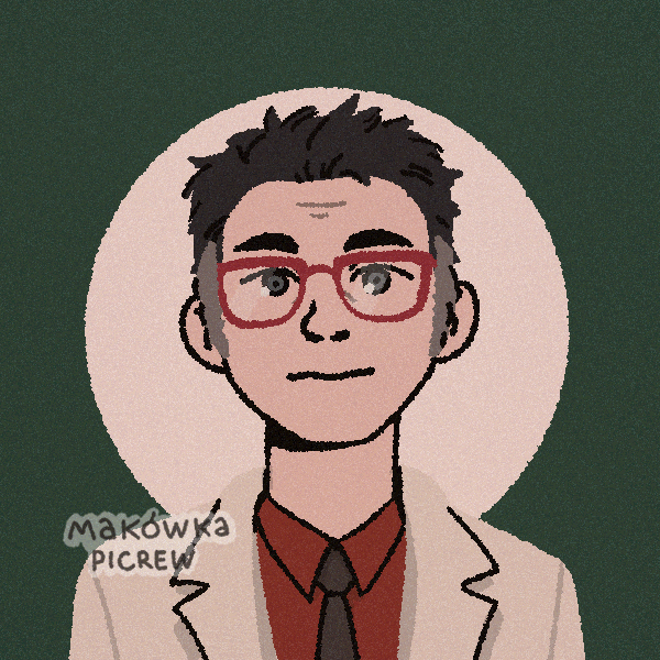 man with red glasses and gray sideburns