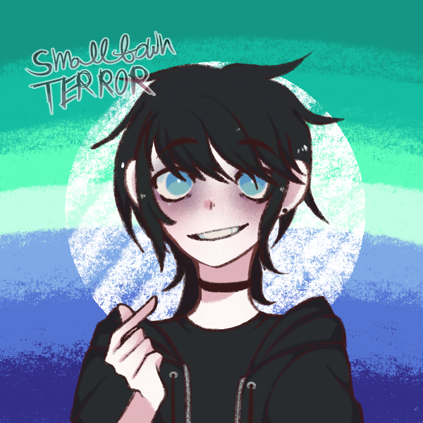 emo boy in front of gay male pride flag