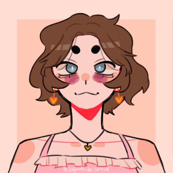 androgynous guy with heart jewelry and frilled top