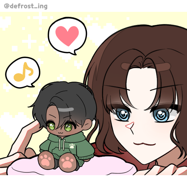 androgynous guy playing with tiny chibi boy with paw pads on feet