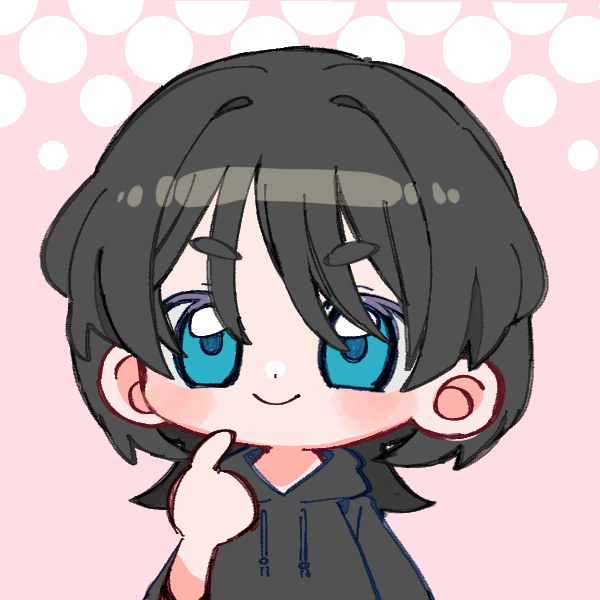 emo boy smiling with finger pointed at face