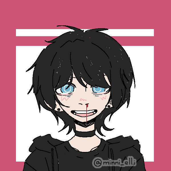 emo boy smiling with nosebleed