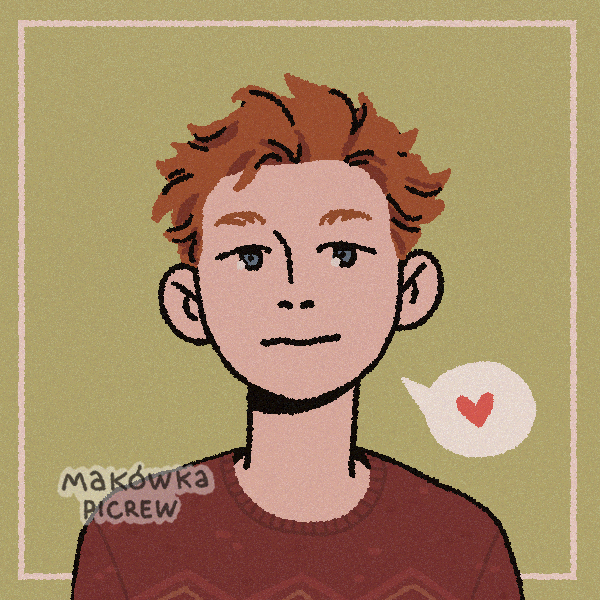 expressionless boy with heart speechbubble