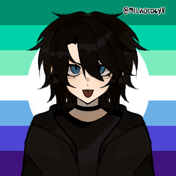 emo boy sticking out tongue in front of gay male pride flag