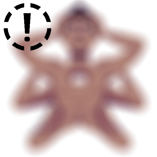 blurred image with a warning symbol in the upper left corner