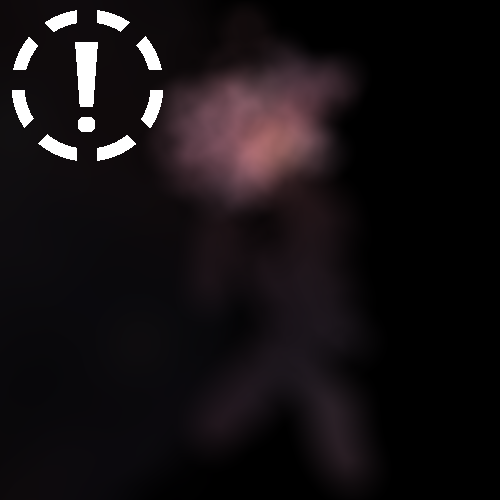 blurred image with a warning symbol in the upper left corner